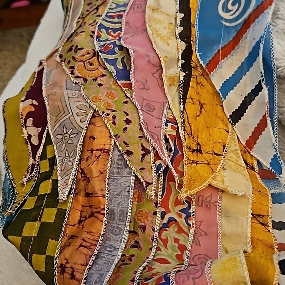 ALEXA'S ANGELS Mixed Pattern Rainbow Silk Blend Boho Scarf Sash - Picture 7 of 7